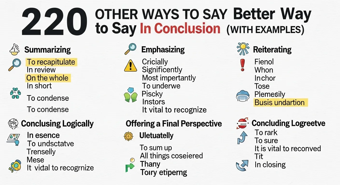Other Ways to Say Better Way to Say In Conclusion